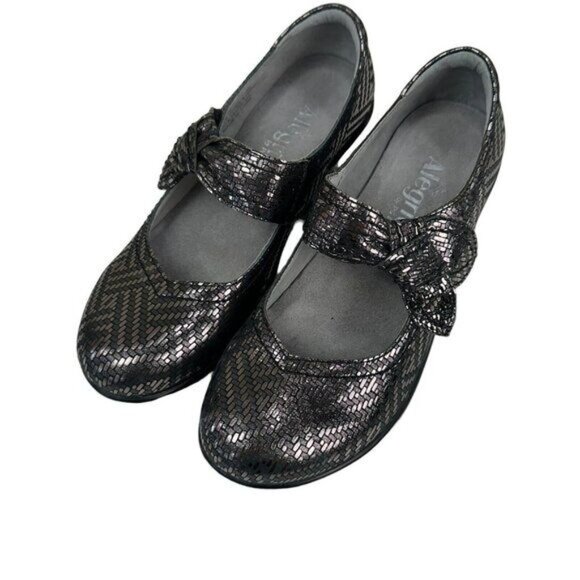 Alegria Ella Women SZ 36 Pewter Dazzle Mary Jane Pump Shoes Gray Metallic Comfy - Picture 3 of 12